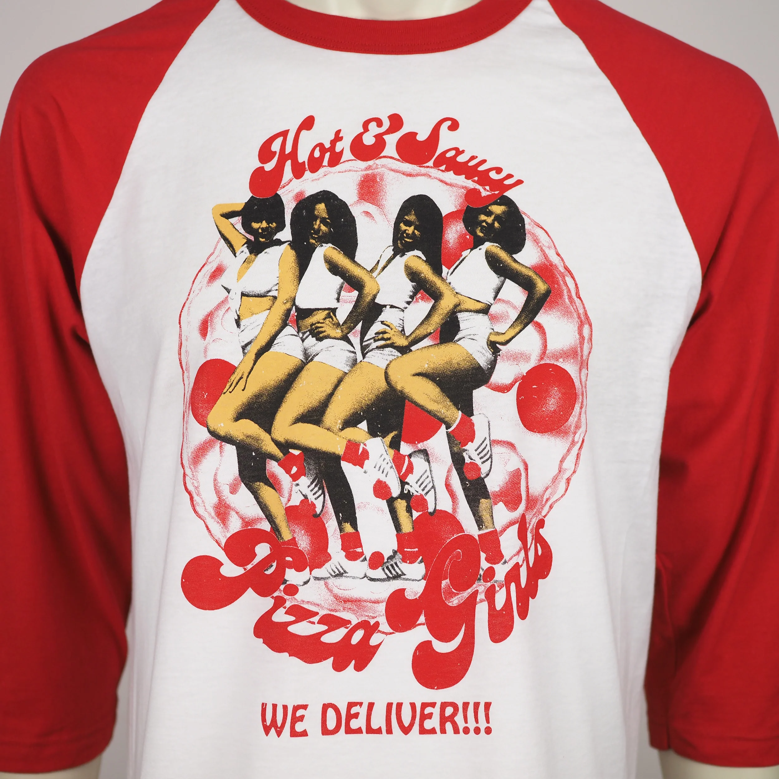 Hot & Saucy Pizza Girls - 3/4 Sleeve Jersey Shirt - Image 4