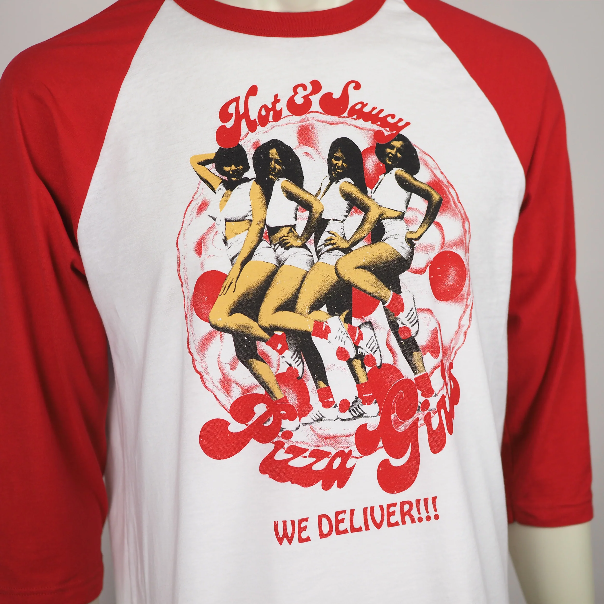 Hot & Saucy Pizza Girls - 3/4 Sleeve Jersey Shirt - Image 5